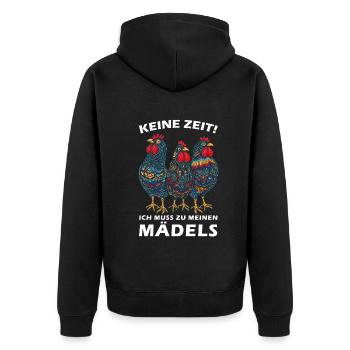 Witziger Spruch Landwirt Bauer Hühner Henne - Unisex Premium Bio Zip Hoodie - Schwarz - Hinten - Nico (187cm)