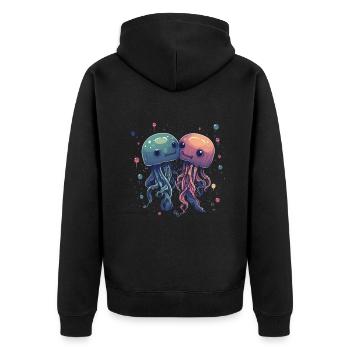 Méduses animaux mignons - Veste à capuche bio Premium Unisexe - noir - Dos - Nico (187cm)