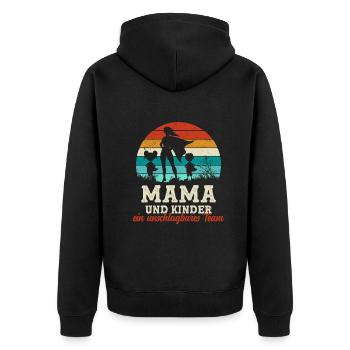 Team Super Mama und Kinder Muttertag - Unisex Premium Bio Zip Hoodie - Schwarz - Hinten - Nico (187cm)