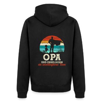 Team Super Opa und Enkelsohn Vatertag - Unisex Premium Bio Zip Hoodie - Schwarz - Hinten - Nico (187cm)