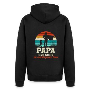 Team Super Papa und Sohn Vatertag Geschenk - Unisex Premium Bio Zip Hoodie - Schwarz - Hinten - Nico (187cm)