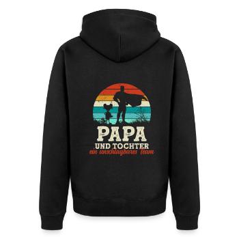 Team Super Papa und Tochter Vatertag Geschenk - Unisex Premium Bio Zip Hoodie - Schwarz - Hinten - Nico (187cm)