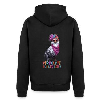 Witziger Spruch Landwirt Bauer Hühner Henne - Unisex Premium Bio Zip Hoodie - Schwarz - Hinten - Nico (187cm)
