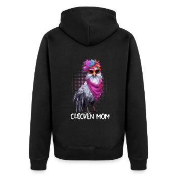 Chicken Mom Chickens Hen Gift Farmer - Unisex Premium Organic Zip Hoodie - black - Back - Nico (187cm)
