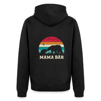 Mama Bär Baby Sohn Geschenk Muttertag Mamabär - Unisex Premium Bio Zip Hoodie - Schwarz - Hinten - Nico (187cm)