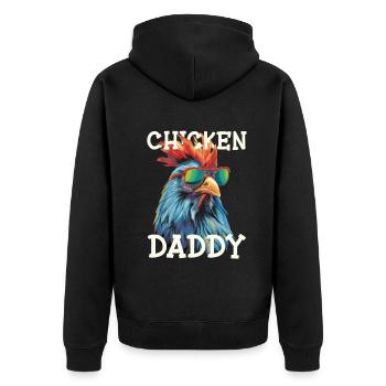 Chicken Daddy Chickens Rooster Gift Farmer - Unisex Premium Organic Zip Hoodie - black - Back - Nico (187cm)