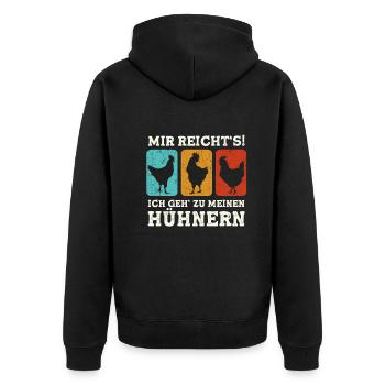 Bauernhof Landwirt Hennen Huhn Hühner - Unisex Premium Bio Zip Hoodie - Schwarz - Hinten - Nico (187cm)