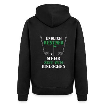 Rentner Golf Golfschläger - Unisex Premium Bio Zip Hoodie - Schwarz - Hinten - Nico (187cm)