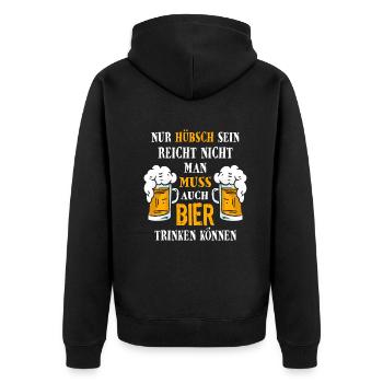Bier Bierliebhaber Bierkrug Spruch - Unisex Premium Bio Zip Hoodie - Schwarz - Hinten - Nico (187cm)