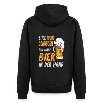 Bier Bierliebhaber Biertrinker - Unisex Premium Bio Zip Hoodie - Schwarz - Hinten - Nico (187cm)