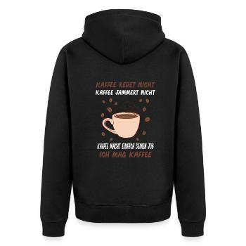 Kaffee Kaffetrinker Kaffeebohne Spruch - Unisex Premium Bio Zip Hoodie - Schwarz - Hinten - Nico (187cm)