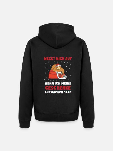 Weihnachten Geschenk Weihnachtsgeschenk Faultier - Unisex Premium Bio Zip Hoodie - Schwarz