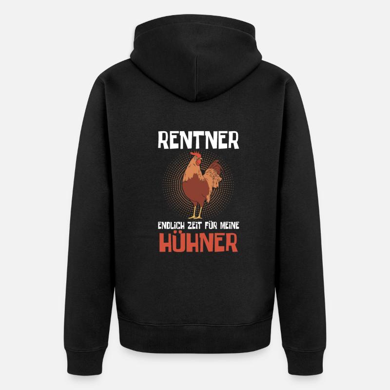 Rentner Hühner Ruhestand - Unisex Premium Bio Zip Hoodie - Schwarz