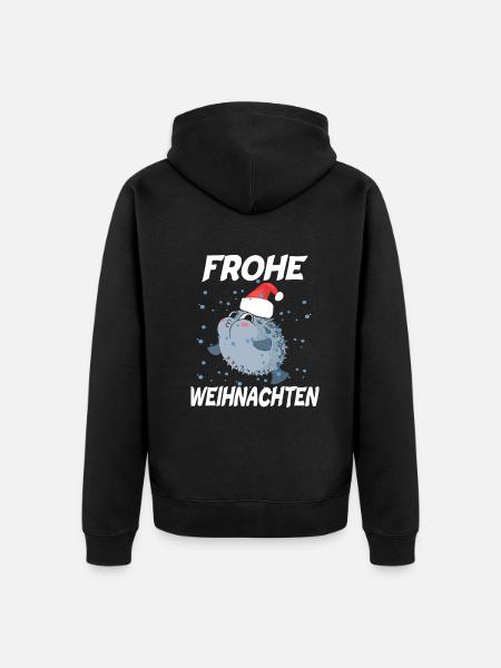Frohe Weihnachten Fisch Xmas - Unisex Premium Bio Zip Hoodie - Schwarz