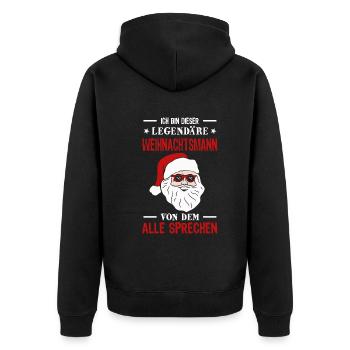 Weihnachtsmann Weihnachten Geschenk - Unisex Premium Bio Zip Hoodie - Schwarz - Hinten - Nico (187cm)