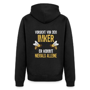 Imker Bienen Imkerei - Unisex Premium Bio Zip Hoodie - Schwarz - Hinten - Nico (187cm)