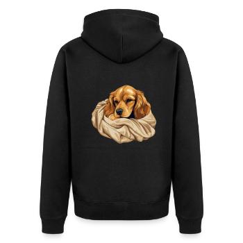 Süßer Hund Welpe Cocker Spaniel - Unisex Premium Bio Zip Hoodie - Schwarz - Hinten - Nico (187cm)