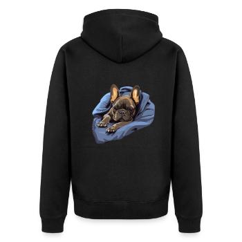 chiot chien mignon bouledogue français - Veste à capuche bio Premium Unisexe - noir - Dos - Nico (187cm)