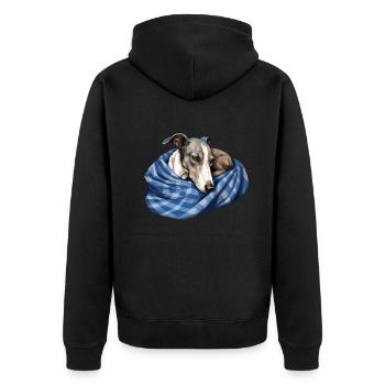 Mignon chien chiot lévrier - Veste à capuche bio Premium Unisexe - noir - Dos - Nico (187cm)