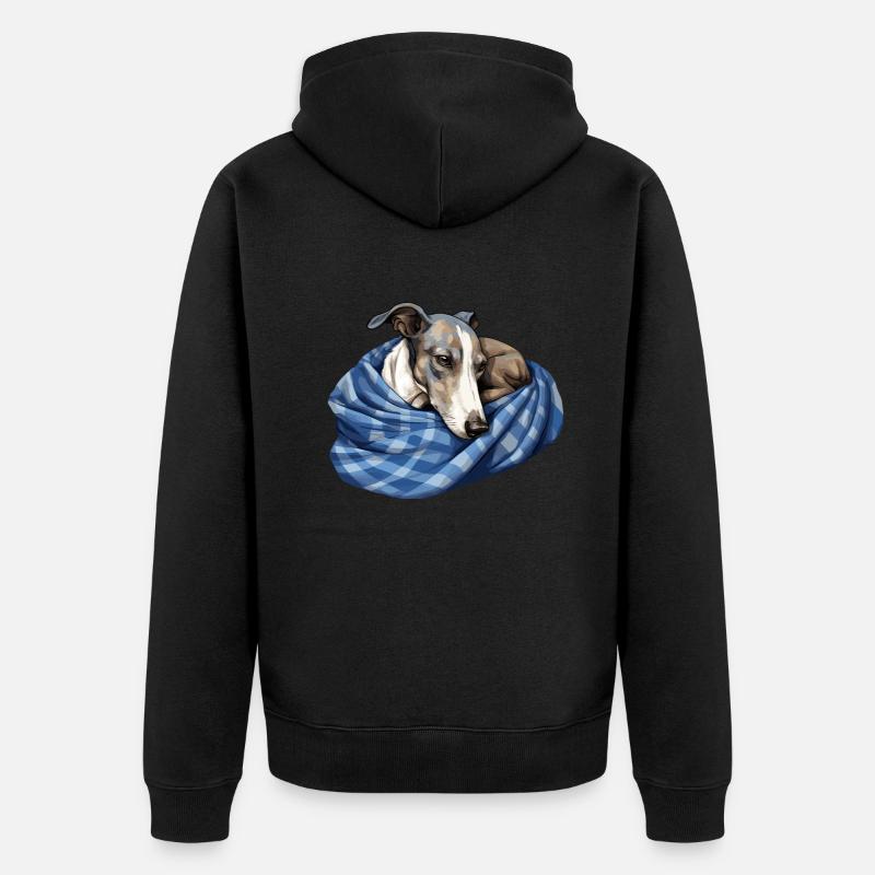 Mignon chien chiot lévrier - Veste à capuche bio Premium Unisexe - noir
