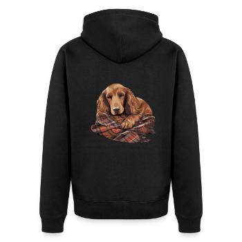 Cute Dog Puppy Irish Setter - Unisex Premium Organic Zip Hoodie - black - Back - Nico (187cm)