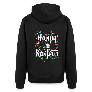 Happy With Konfetti Karneval Kostüm - Unisex Premium Bio Zip Hoodie - Schwarz - Hinten - Nico (187cm)