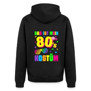 80er Jahre Motto Party Kostüm Outfit - Unisex Premium Bio Zip Hoodie - Schwarz - Hinten - Nico (187cm)