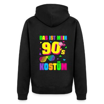 90er Jahre Motto Party Kostüm Outfit - Unisex Premium Bio Zip Hoodie - Schwarz - Hinten - Nico (187cm)