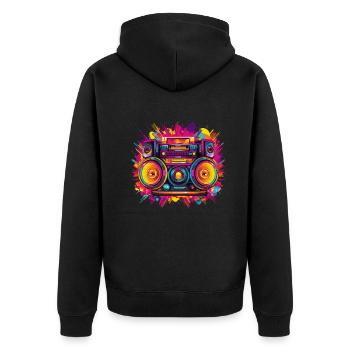 80s Themed Party Costume Outfit - Unisex Premium Organic Zip Hoodie - black - Back - Nico (187cm)