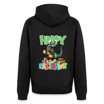 Dinosaure Trex garçons panier de Pâques lapin de Pâques joyeux - Veste à capuche bio Premium Unisexe - noir - Dos - Nico (187cm)