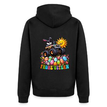 Monster Truck Panier de Pâques lapin de Pâques Joyeuses Pâques - Veste à capuche bio Premium Unisexe - noir - Dos - Nico (187cm)