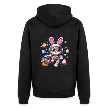 Lapin de Pâques Astronaute Garçons Filles Panier De Pâques - Veste à capuche bio Premium Unisexe - noir - Dos - Nico (187cm)