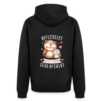 Official Best Mom Sleep Shirt Owl - Unisex Premium Organic Zip Hoodie - black - Back - Nico (187cm)