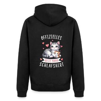 Offizielles Beste Mama Schlafshirt Katze - Unisex Premium Bio Zip Hoodie - Schwarz - Hinten - Nico (187cm)