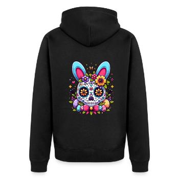 Coloré Sugar Skull lapin de Pâques oeuf de Pâques panier de Pâques - Veste à capuche bio Premium Unisexe - noir - Dos - Nico (187cm)