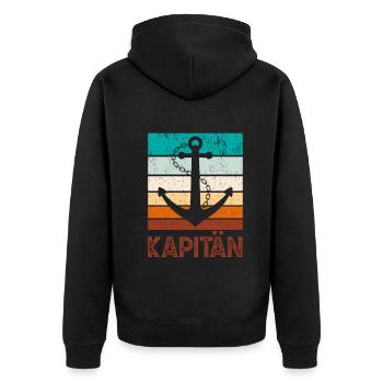 Sailboat, Motorboat, Captain, Sailor, Mom, Dad - Unisex Premium Organic Zip Hoodie - black - Back - Nico (187cm)