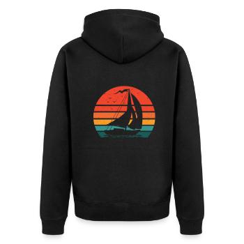 Retro Sailboat Sailor Sailing Ship Grandpa Dad - Unisex Premium Organic Zip Hoodie - black - Back - Nico (187cm)