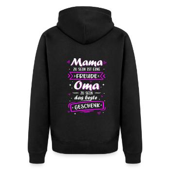 Geburtstag Muttertag Mama Oma Geschenk - Unisex Premium Bio Zip Hoodie - Schwarz - Hinten - Nico (187cm)