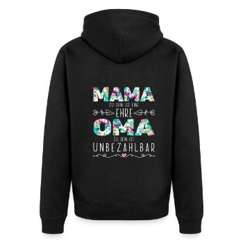 Maman Grand-mère Cadeau Anniversaire Fête des Mères - Veste à capuche bio Premium Unisexe - noir - Dos - Nico (187cm)