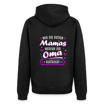 Mama Oma Geschenk Geburtstag Muttertag - Unisex Premium Bio Zip Hoodie - Schwarz - Hinten - Nico (187cm)