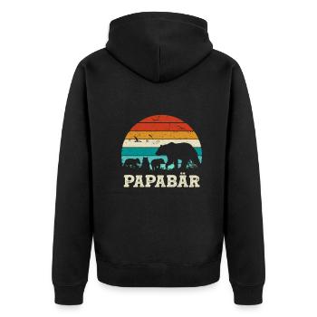 Bear Dad Three Kids Gift Father's Day - Unisex Premium Organic Zip Hoodie - black - Back - Nico (187cm)