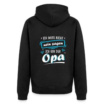 Geburtstag Vatertag Werdender Opa Geschenk - Unisex Premium Bio Zip Hoodie - Schwarz - Hinten - Nico (187cm)