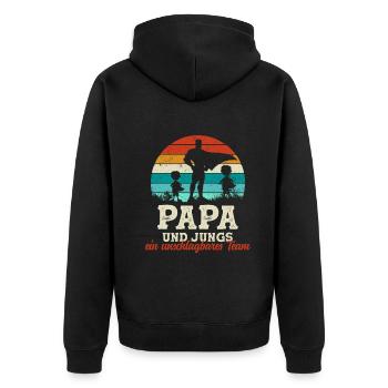 Team Super Papa und Jungs Söhne Vatertag Geschenk - Unisex Premium Bio Zip Hoodie - Schwarz - Hinten - Nico (187cm)