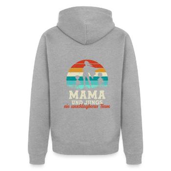 Team Super Mama Zwei Söhne Jungs Muttertag Kinder - Unisex Premium Bio Zip Hoodie - Grau meliert - Hinten - Nico (187cm)