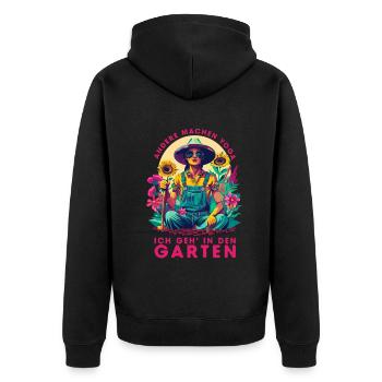 Gartenfee Garten Muttertag Mama Gärtner Hobby - Unisex Premium Bio Zip Hoodie - Schwarz - Hinten - Nico (187cm)