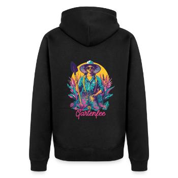 Gartenfee Garten Muttertag Mama Gärtner Hobby - Unisex Premium Bio Zip Hoodie - Schwarz - Hinten - Nico (187cm)