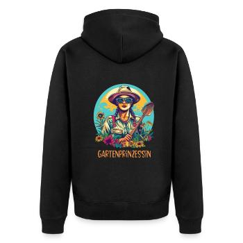 Gartenprinzessin Garten Muttertag Mama Gärtner - Unisex Premium Bio Zip Hoodie - Schwarz - Hinten - Nico (187cm)