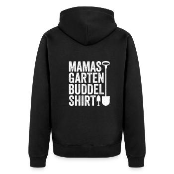Garten Buddelshirt Mama Hobbygärtner Muttertag - Unisex Premium Bio Zip Hoodie - Schwarz - Hinten - Nico (187cm)