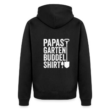 Garten Buddelshirt Vatertag Papa Hobbygärtner - Unisex Premium Bio Zip Hoodie - Schwarz - Hinten - Nico (187cm)