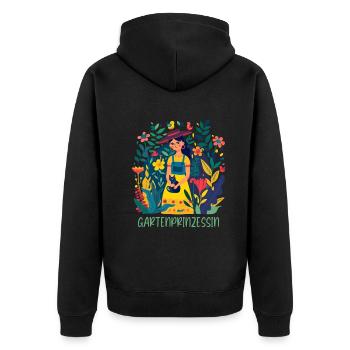 Gartenprinzessin Garten Muttertag Mama Gärtner - Unisex Premium Bio Zip Hoodie - Schwarz - Hinten - Nico (187cm)